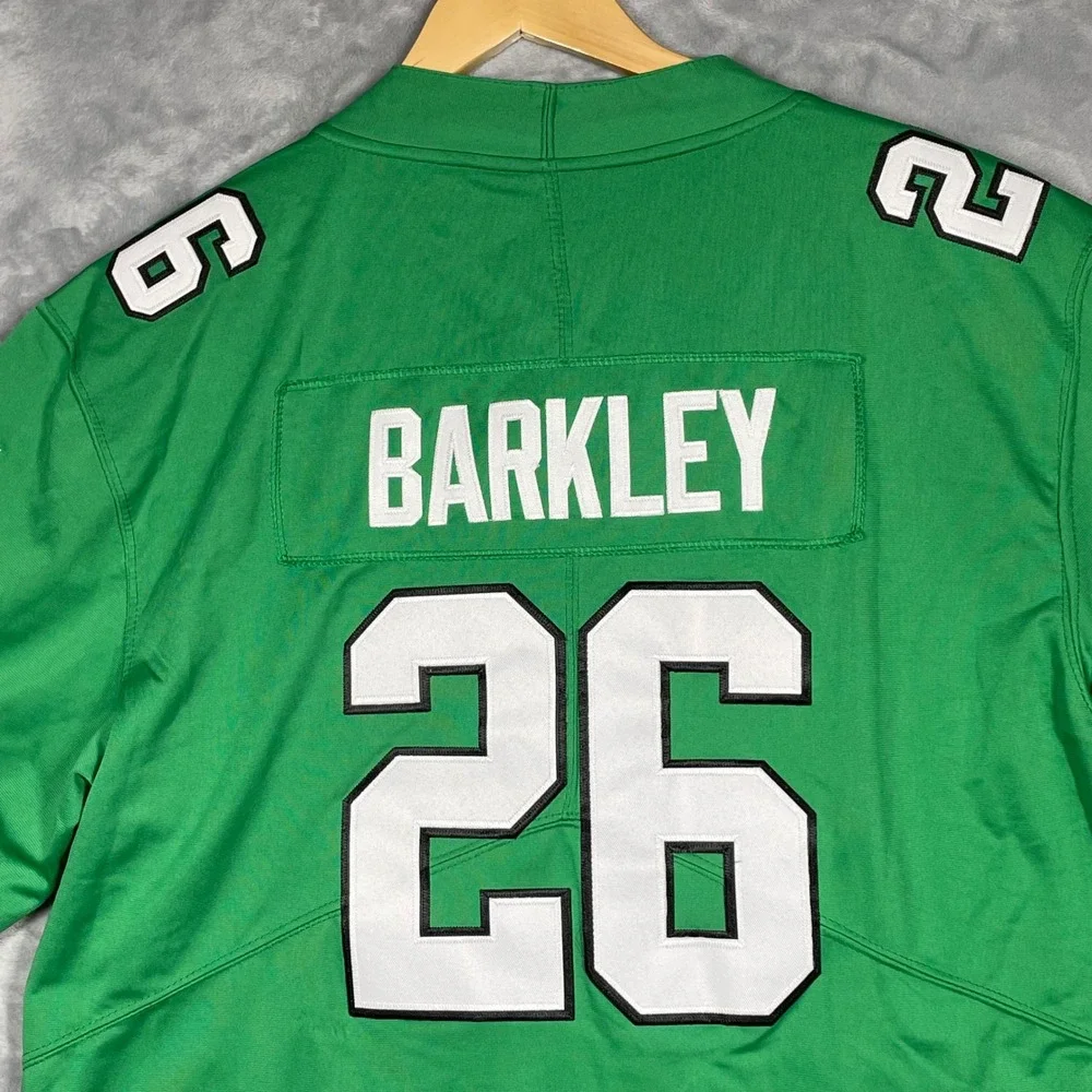 Nike Philadelphia Eagles Saquon Barkley 26 Kelly Green Throwback Jersey Mens L